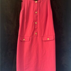 Talbots Bubble Gum Pink Dress with Gold Buttons